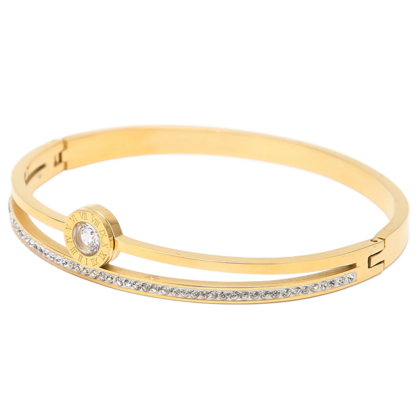 REGAL™ Stainless Steel Cubic Zirconia Gold-plated Bracelet.