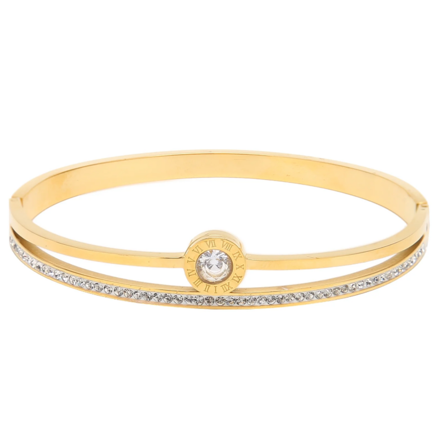 REGAL™ Stainless Steel Cubic Zirconia Gold-plated Bracelet.