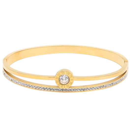 REGAL™ Stainless Steel Cubic Zirconia Gold-plated Bracelet.