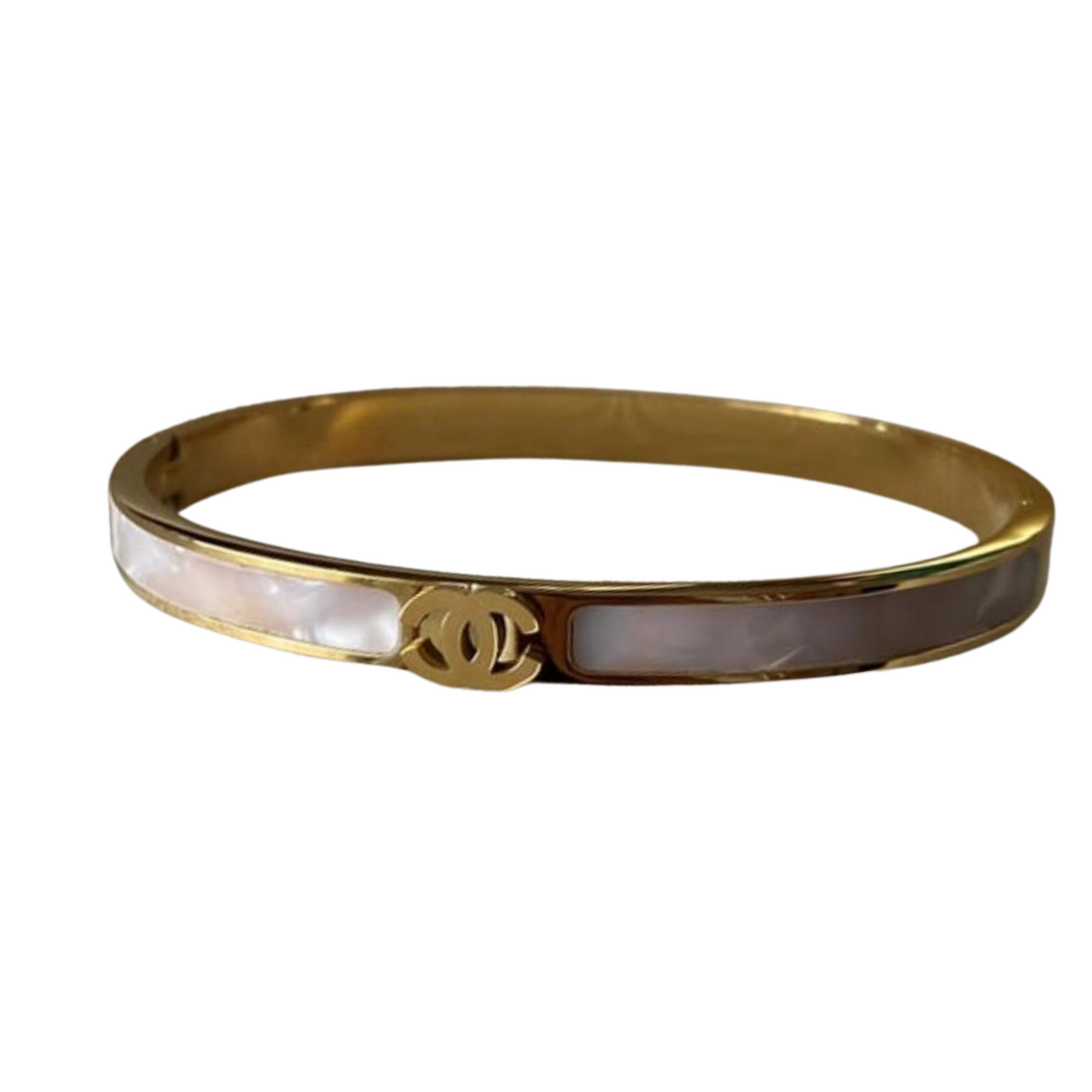 REGAL™ GUCCI WHITE ENAMEL GOLD BRACELET.