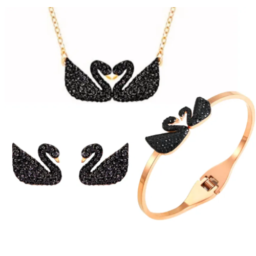 REGAL™ DOUBLE SWAN GOLD PENDANT SET.