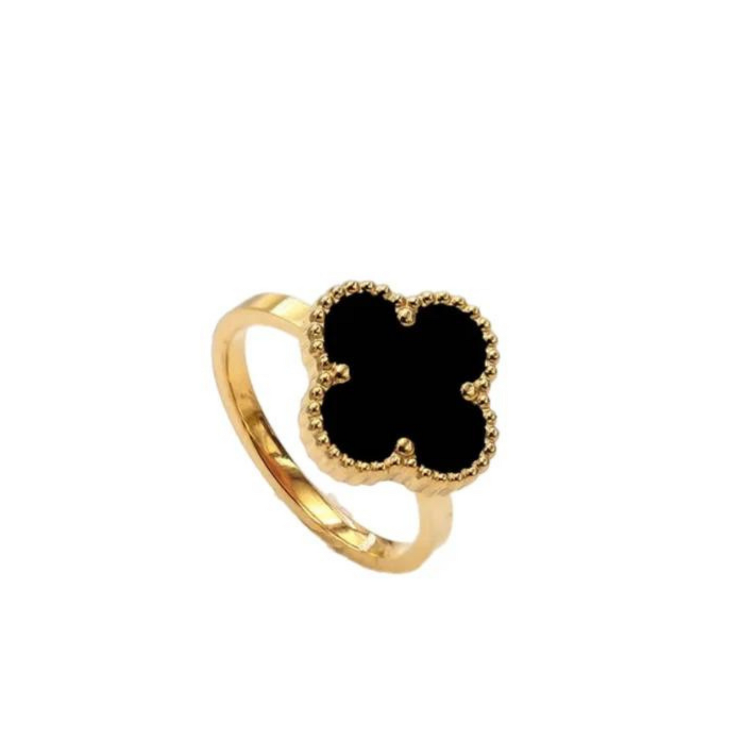 REGAL™STAINLESS STEEL BLACK CLOVER RING.